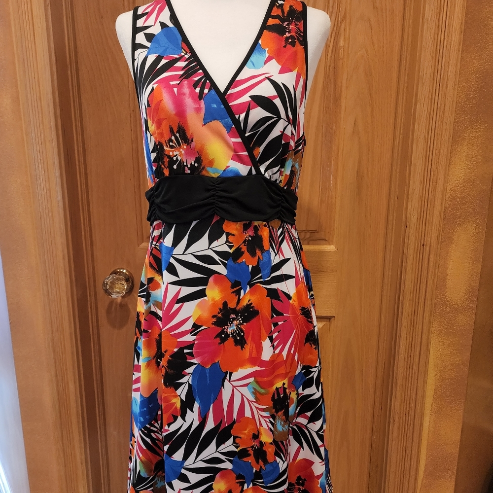 Abstract Floral Pattern Dress